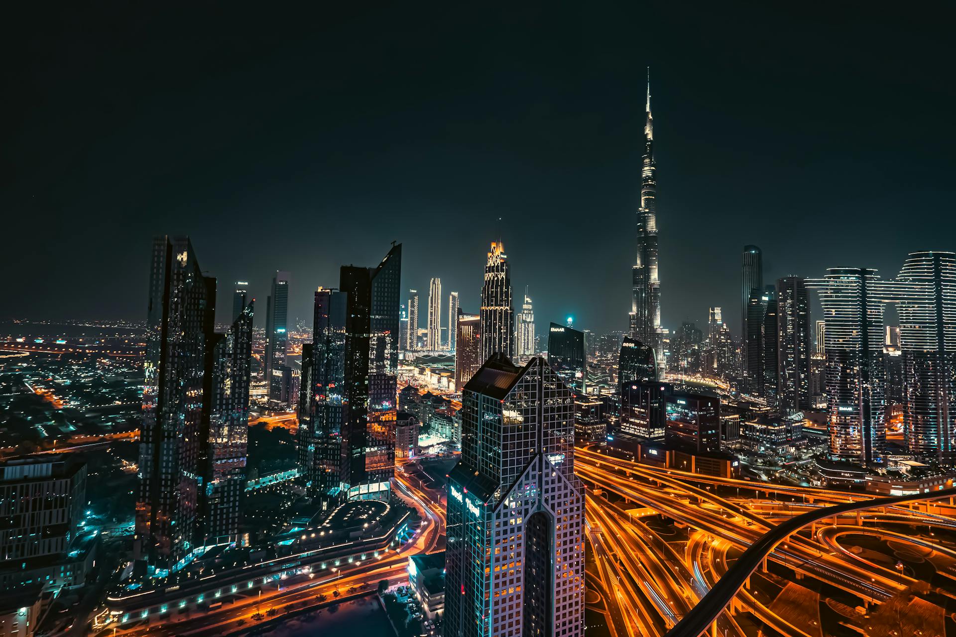 Dubai DIFC skyline at night